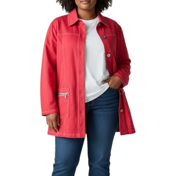 Bloomingdale's Jackets & Blazers - Bloomingdale's Vibrant Shacket Coral
